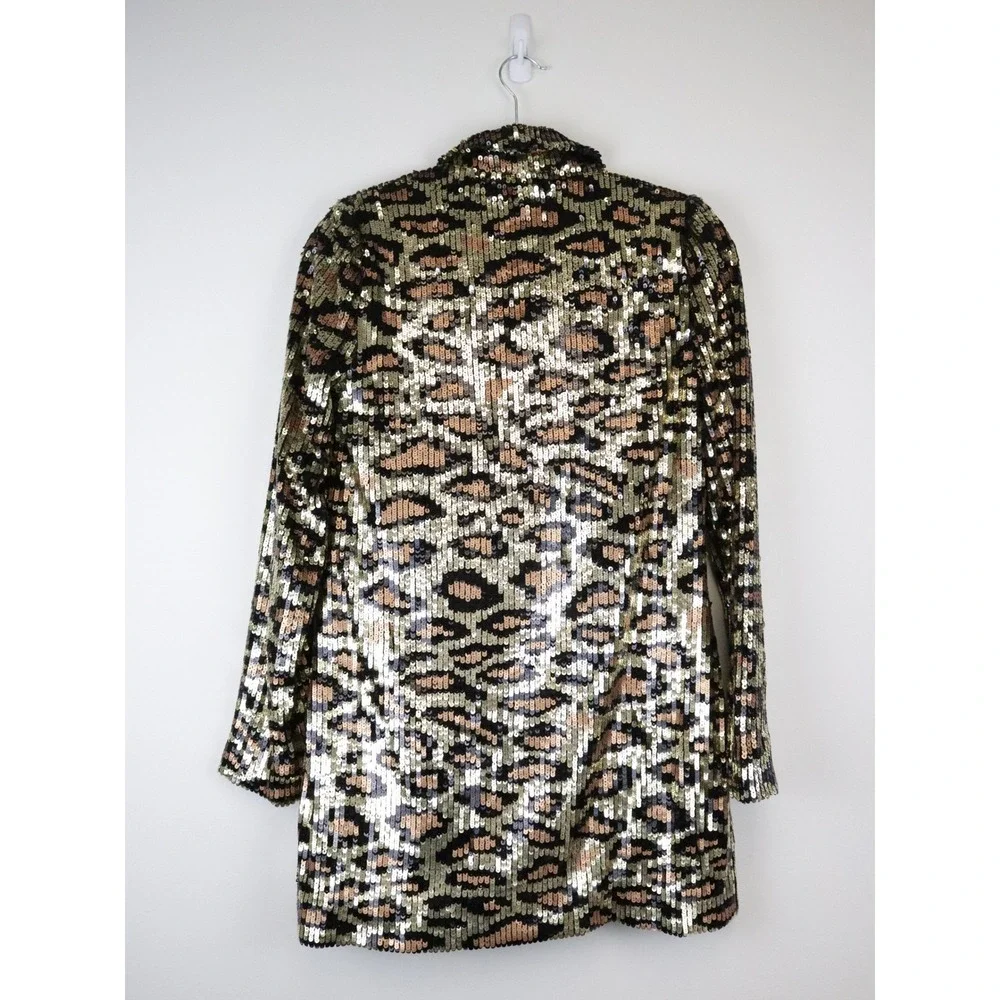 NWT Show Me Your‎ Mumu Bazel Blazer Dress Party Cheetah Sequins XS - Picture 3 of 10